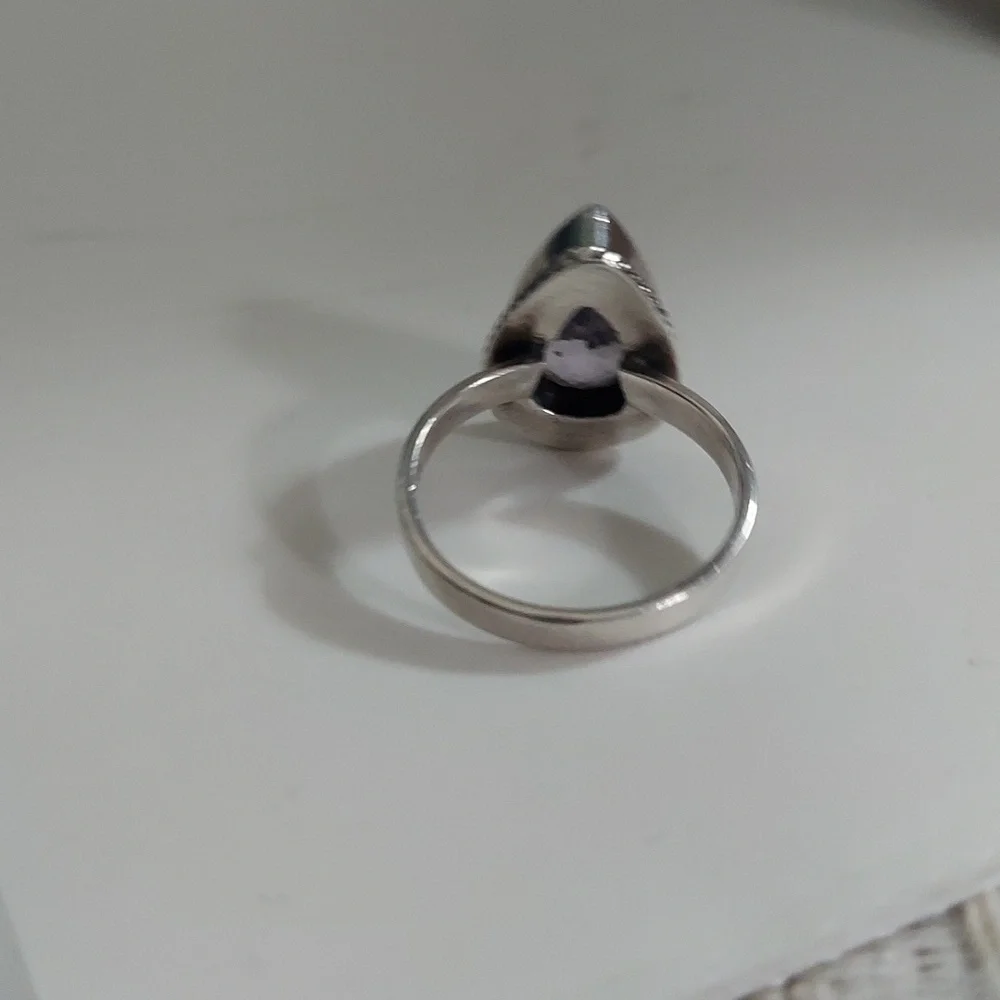 Vintage Pear Shape Purple Amethyst Statement Right Hand Ring Sz 7
